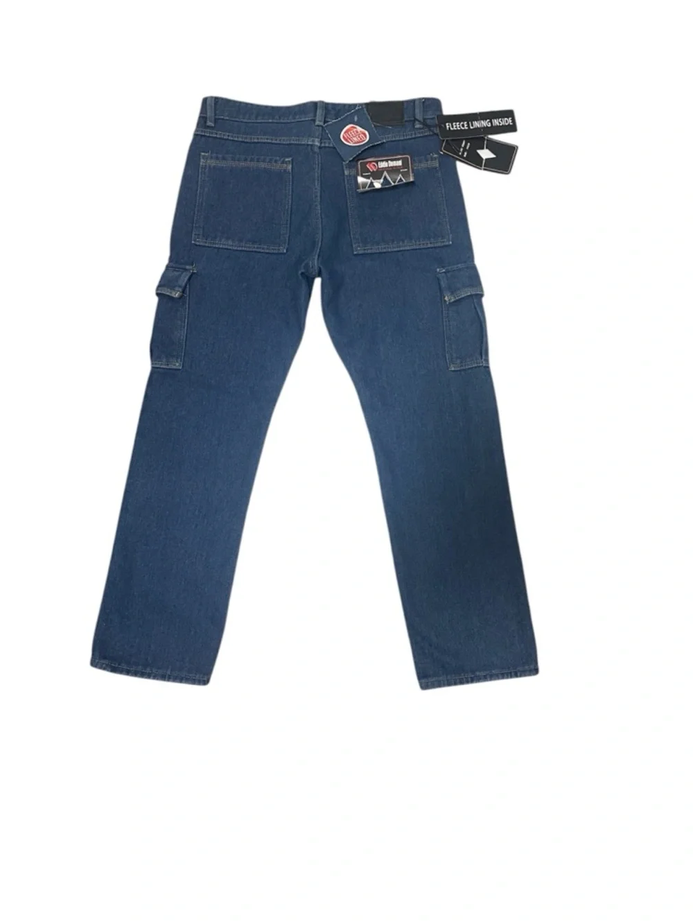 EDDIE DOMANI BLUE CARGO PANTS DENIM MEN FLEECE LINING INSIDE POCKETS SIZE 34X30*